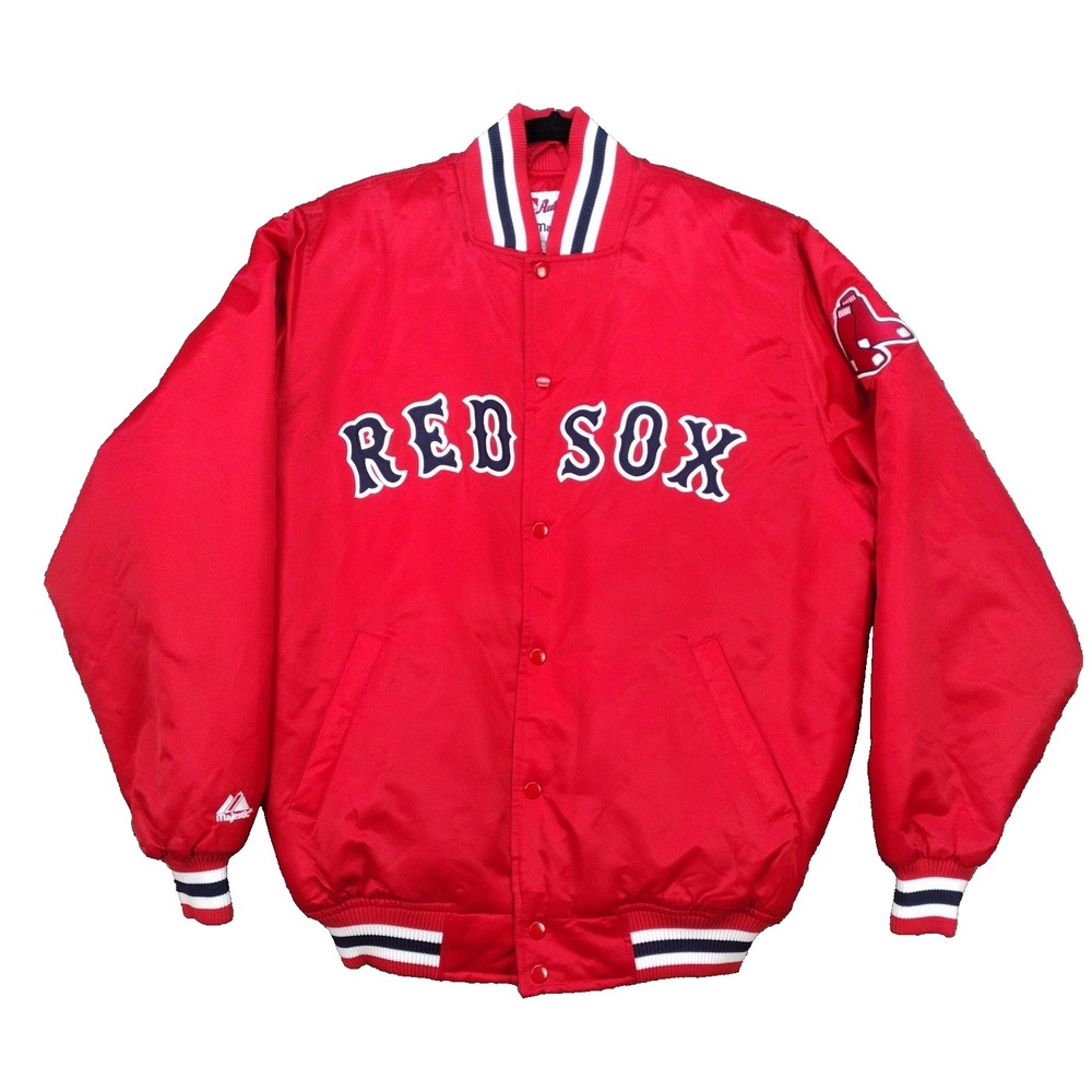Majestic Boston Red Sox Satin Bomber Jacket MLB Dugout Varsity Red Men's M 2026